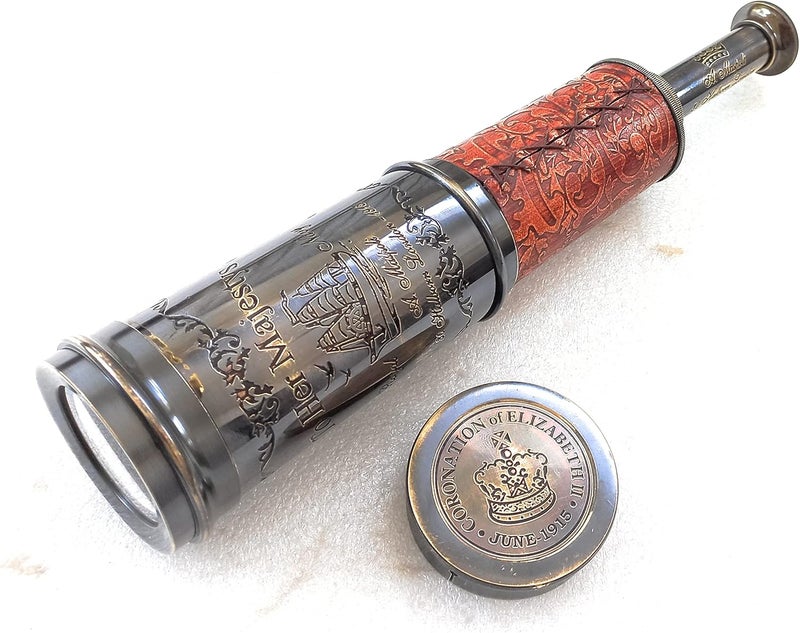 ALADEAN Vintage Spyglass Decorative Telescope - Pirate Style Scope Scout Gift (Her Majesty 20") - Image 4